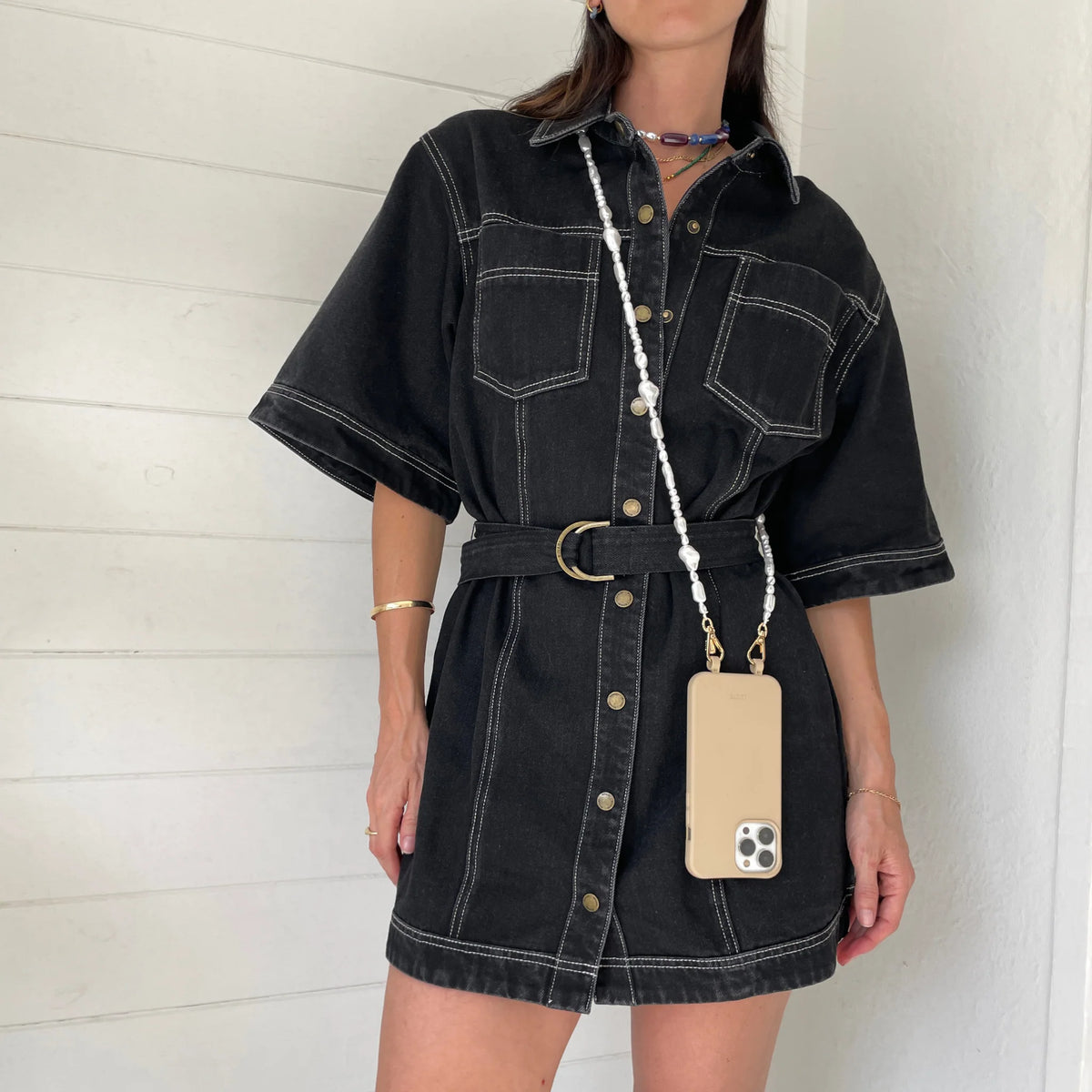 Moon Pearl Crossbody Phone Chain