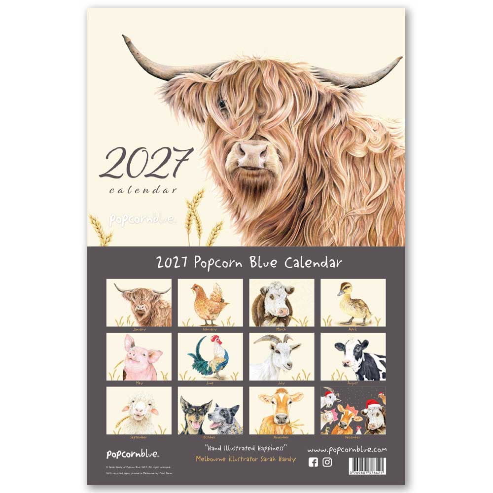 Popcorn Blue - Cow calendar