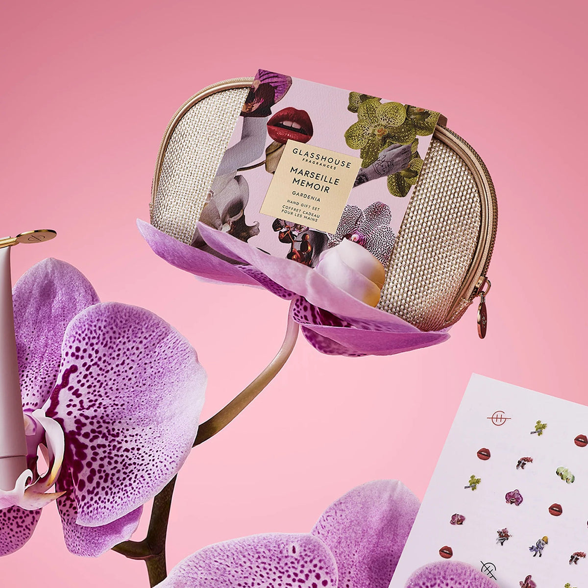 Glasshouse Fragrance Hand Cream Gift Set in Gardenia with Gold purse