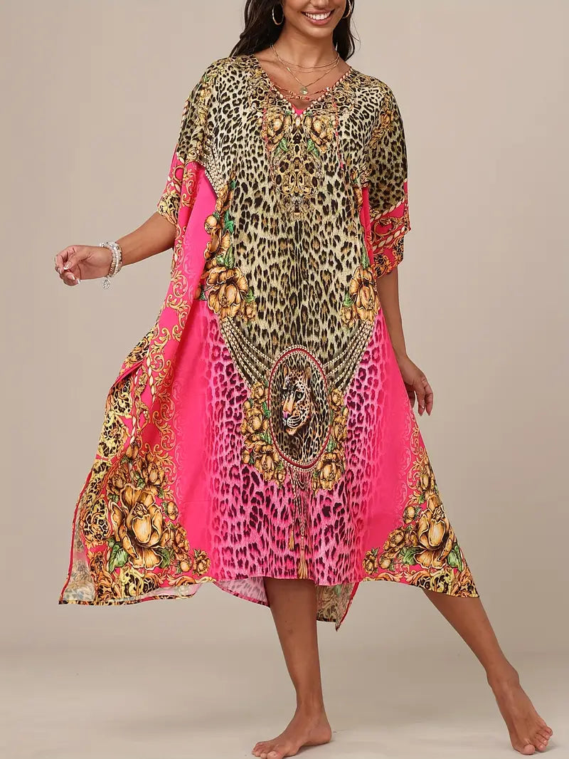 Pink Bohemian Women&#39;s Kaftan Dress