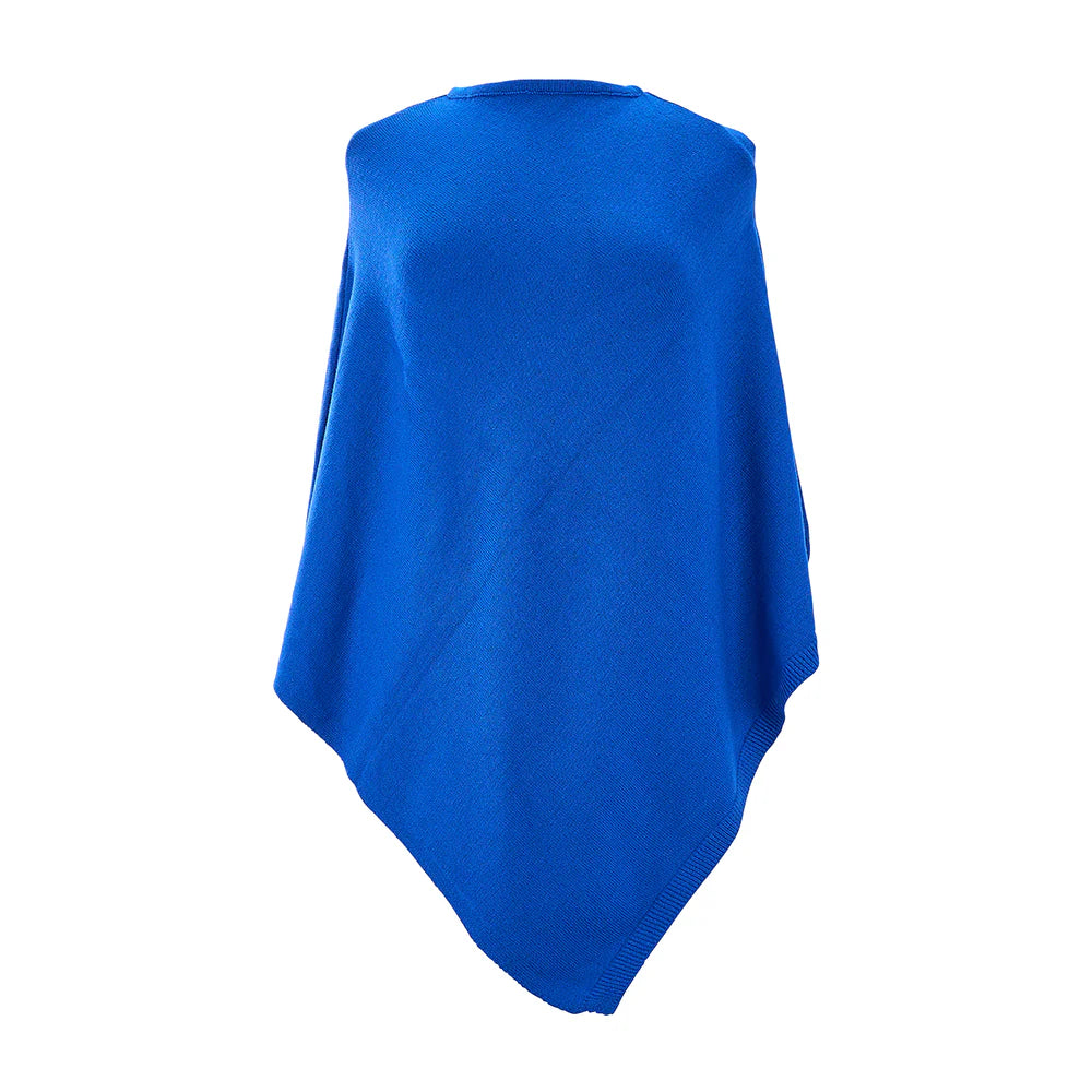 Knit Poncho Cobalt Blue