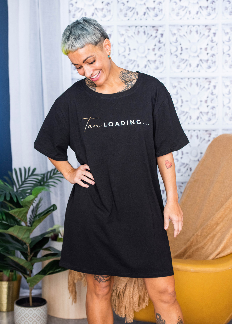 Tanning T-Shirt Dress – Tan Loading