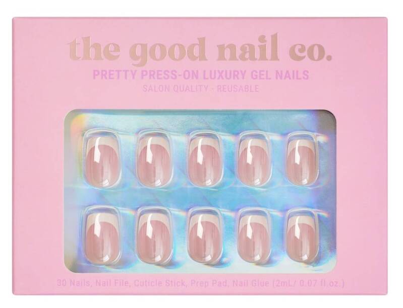 THE GOOD NAIL CO - Press-On Gel Nail Kit - &#39;PINK FOILED FRENCHIE&#39; - Short Square