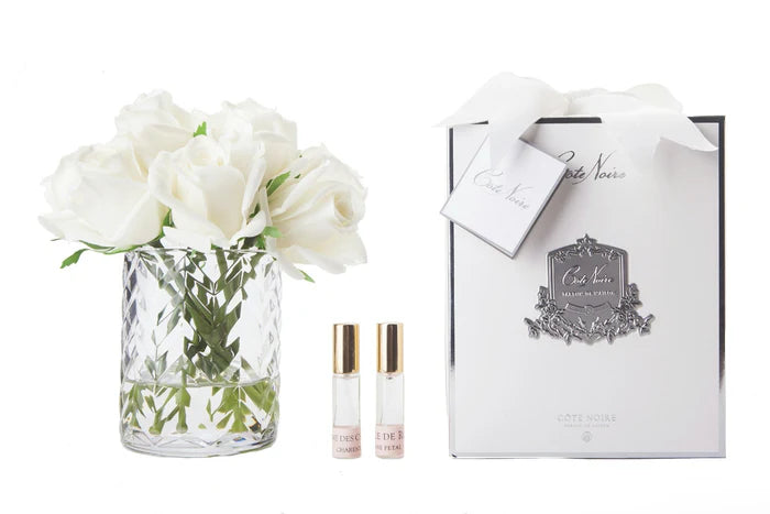 Herringbone Flower - Rose Buds - Clear - Ivory White - HCF21