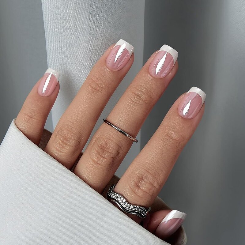 THE GOOD NAIL CO - Press-On Gel Nail Kit - &#39;PINK FOILED FRENCHIE&#39; - Short Square