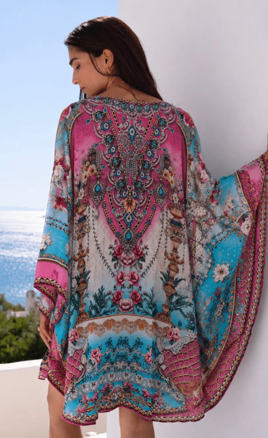 Czarina Pink Paradiso Kaftan short - one size