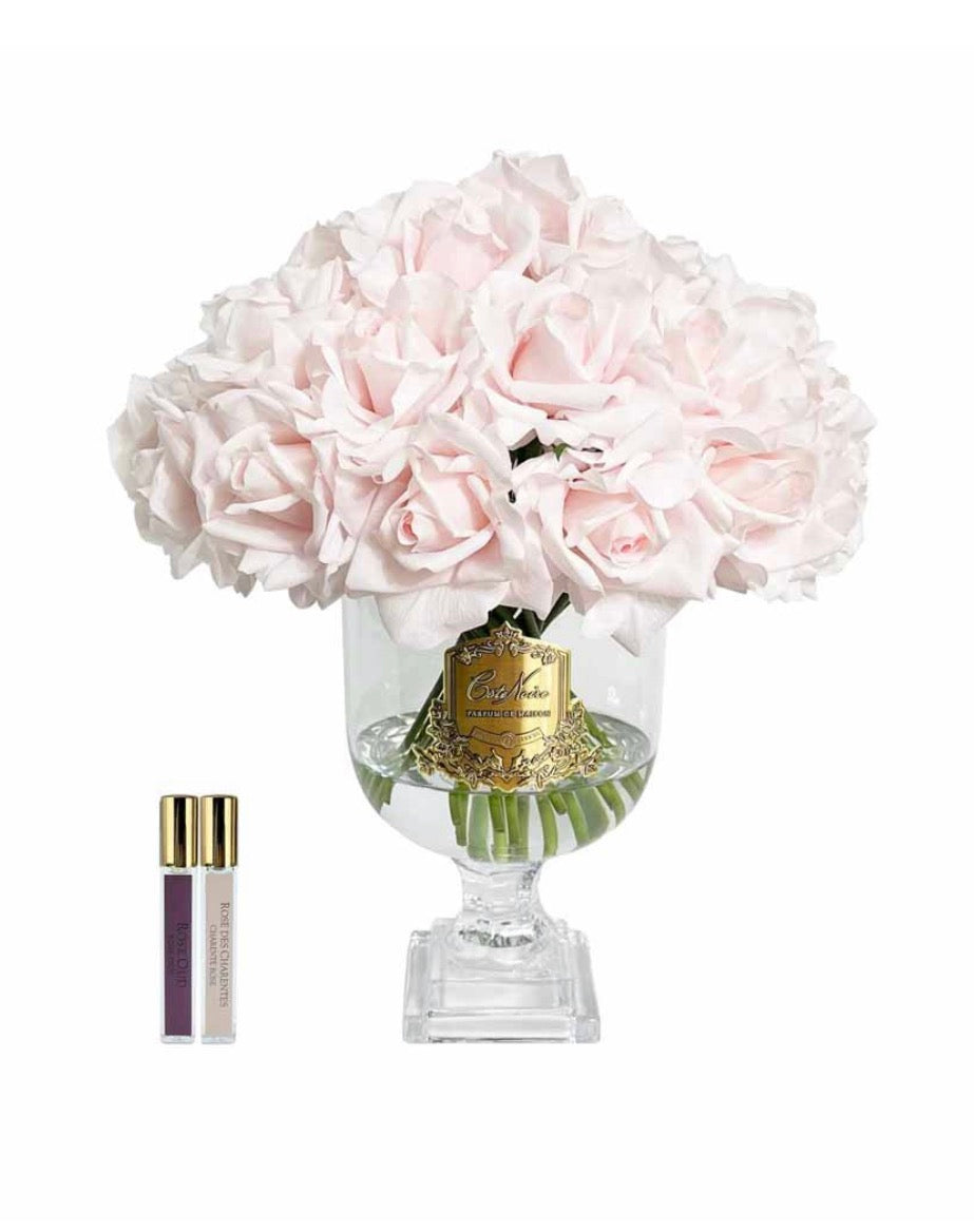 Versailles French Rose Bouquet -Pink with Gold Badge - VRB14