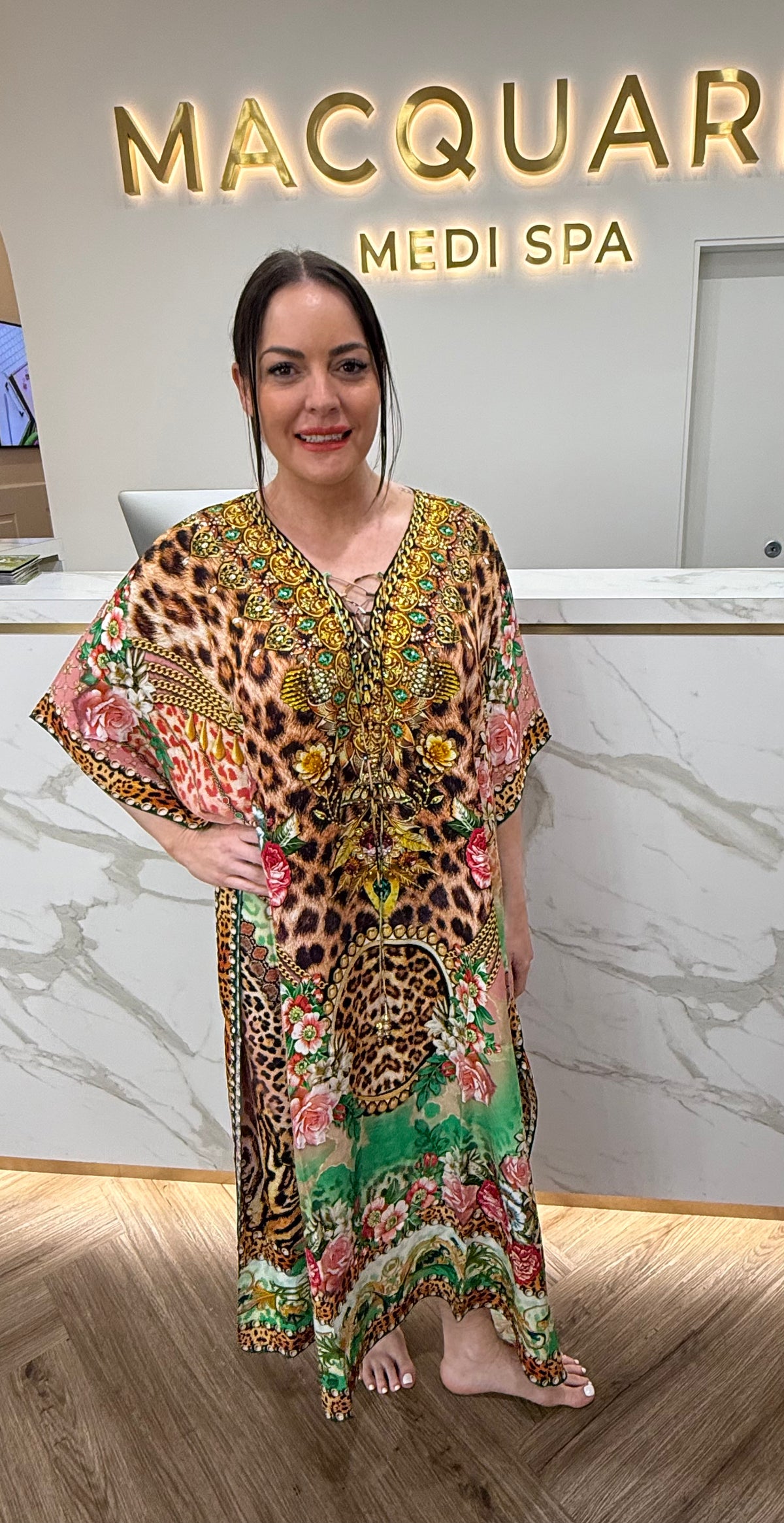 Czarina pink leopard kaftan long ONE SIZE