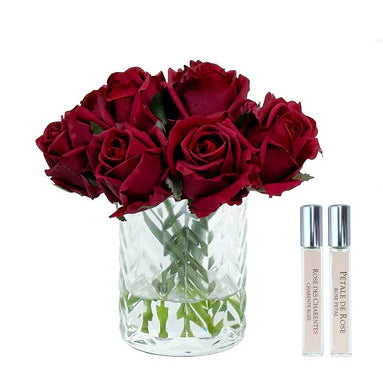 Herringbone Flower - Rose Buds - Clear - Red - HCF24