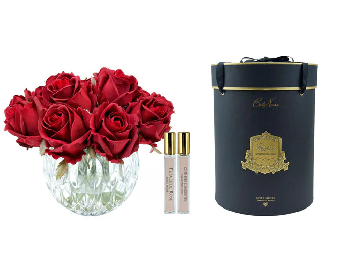 Cote Noire - Luxury Round 13 Rose Buds Bouquet in New Carmine Red