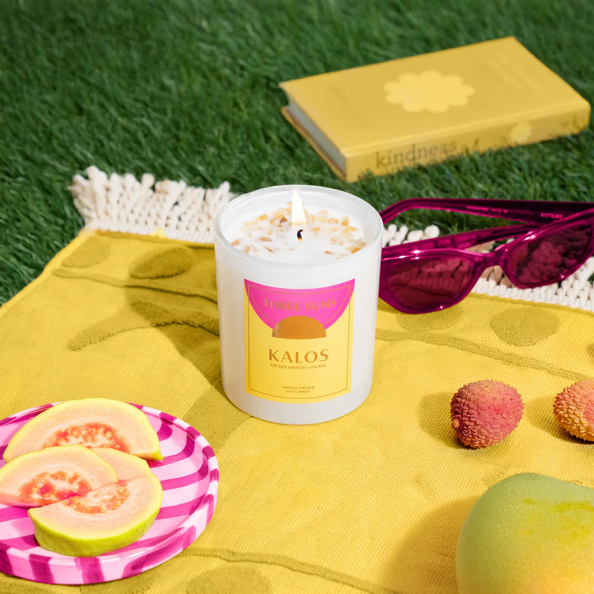Three Suns - Crystal Infused Candle of Prosperity | Lychee Mango & Guava