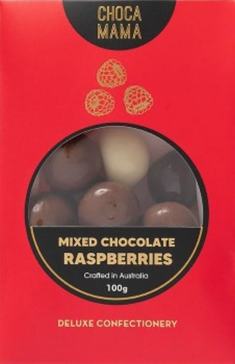 Mixed Chocolate Raspberries 100g