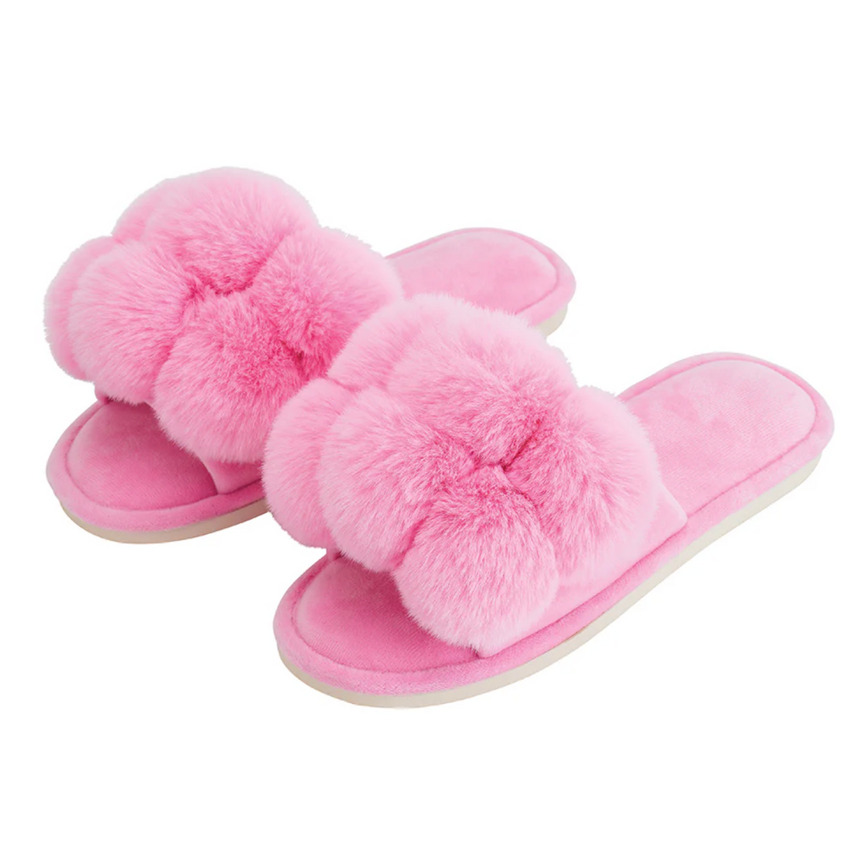 Pom Pom Slippers - Cosy Luxe - Candy