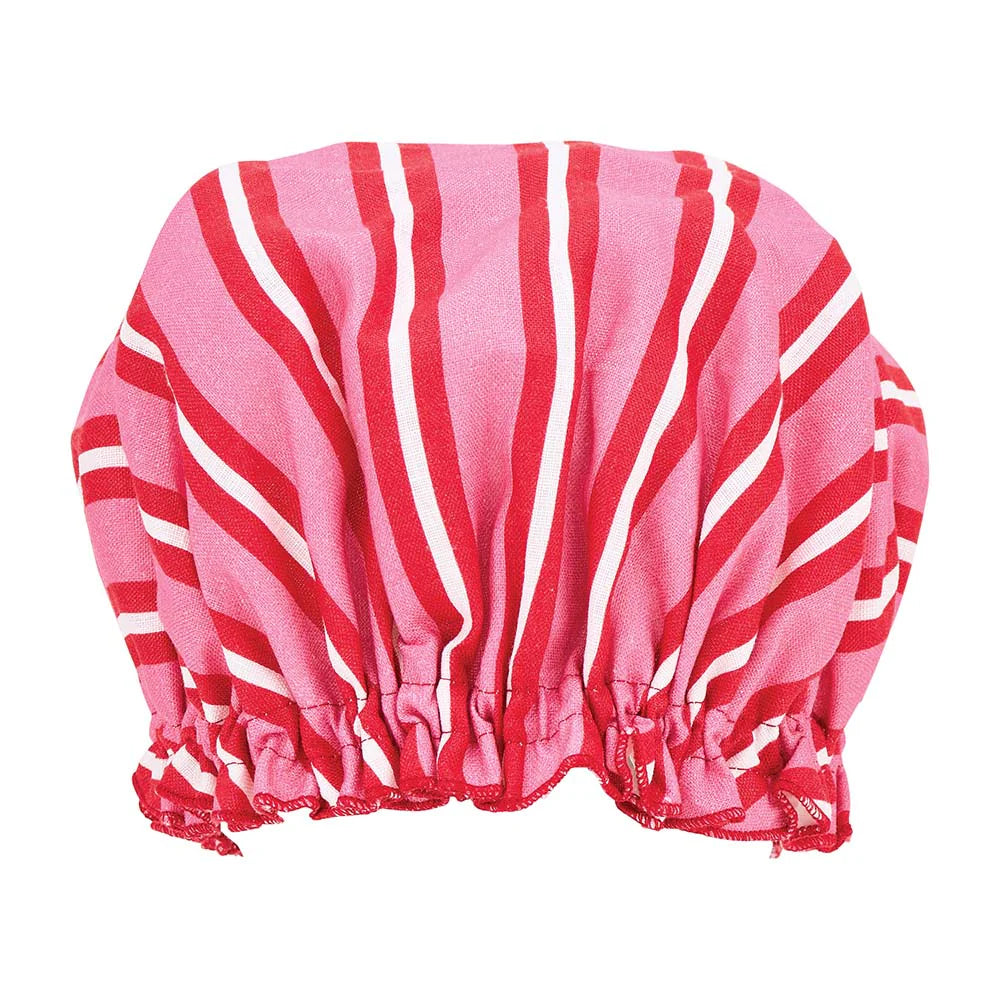 SHOWER CAP - RED PINK STRIPE
