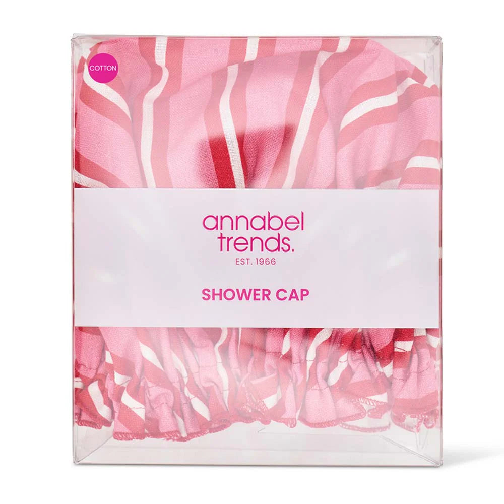 SHOWER CAP - RED PINK STRIPE