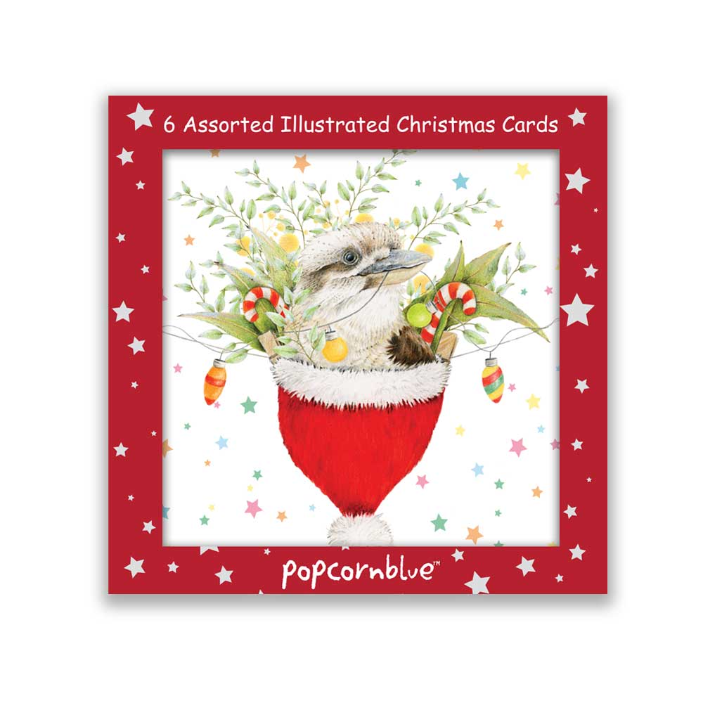 Popcorn Blue - Christmas Cards Red Box