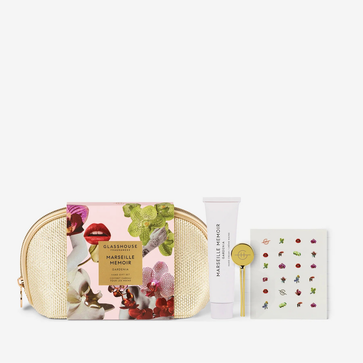 Glasshouse Fragrance Hand Cream Gift Set in Gardenia with Gold purse