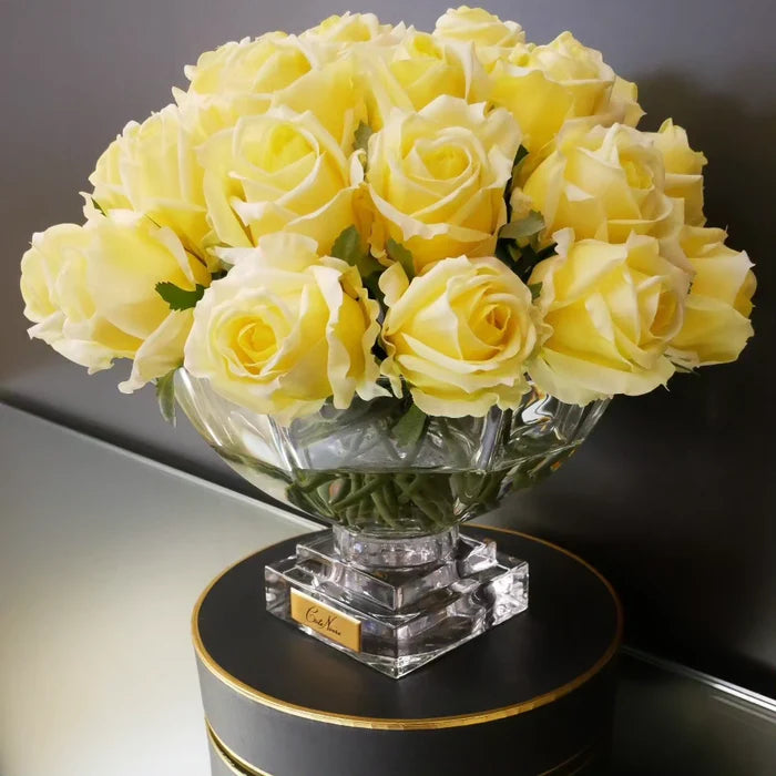 Luxury Centrepiece - 37 Rosebuds in Yellow &amp; Gold badge