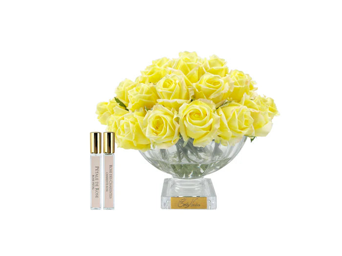 Luxury Centrepiece - 37 Rosebuds in Yellow &amp; Gold badge