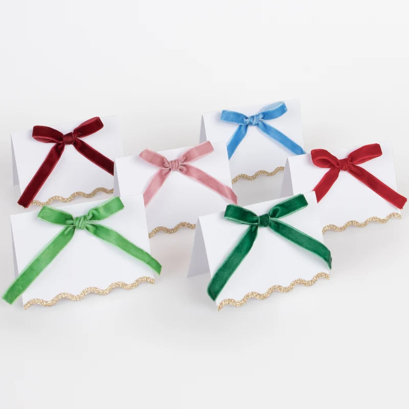 Meri Meri - Place Card Holders Velvet Bow Gold Trim