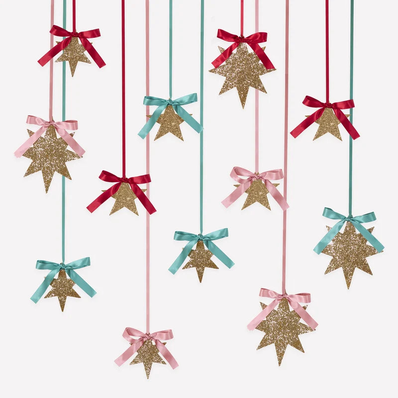 Meri Meri 12 Glitter Star Decorations