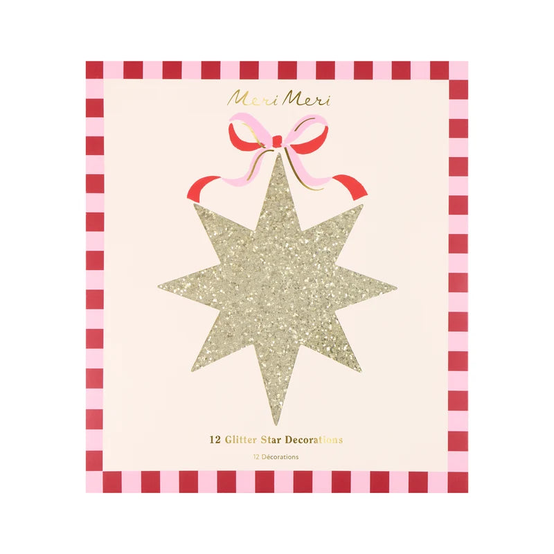 Meri Meri 12 Glitter Star Decorations