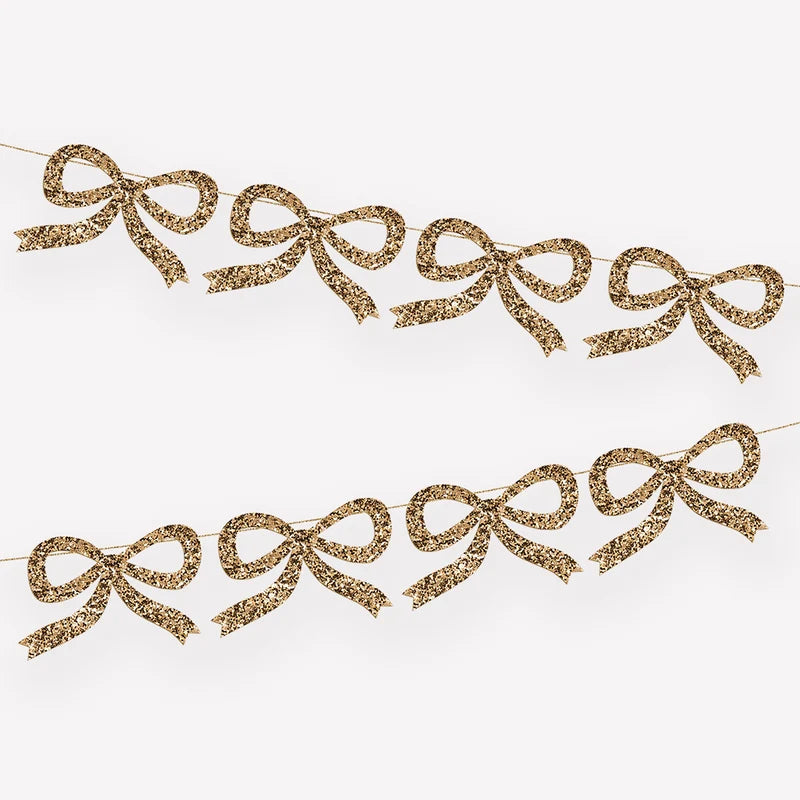Meri Meri - Gold Glitter Bow Garland