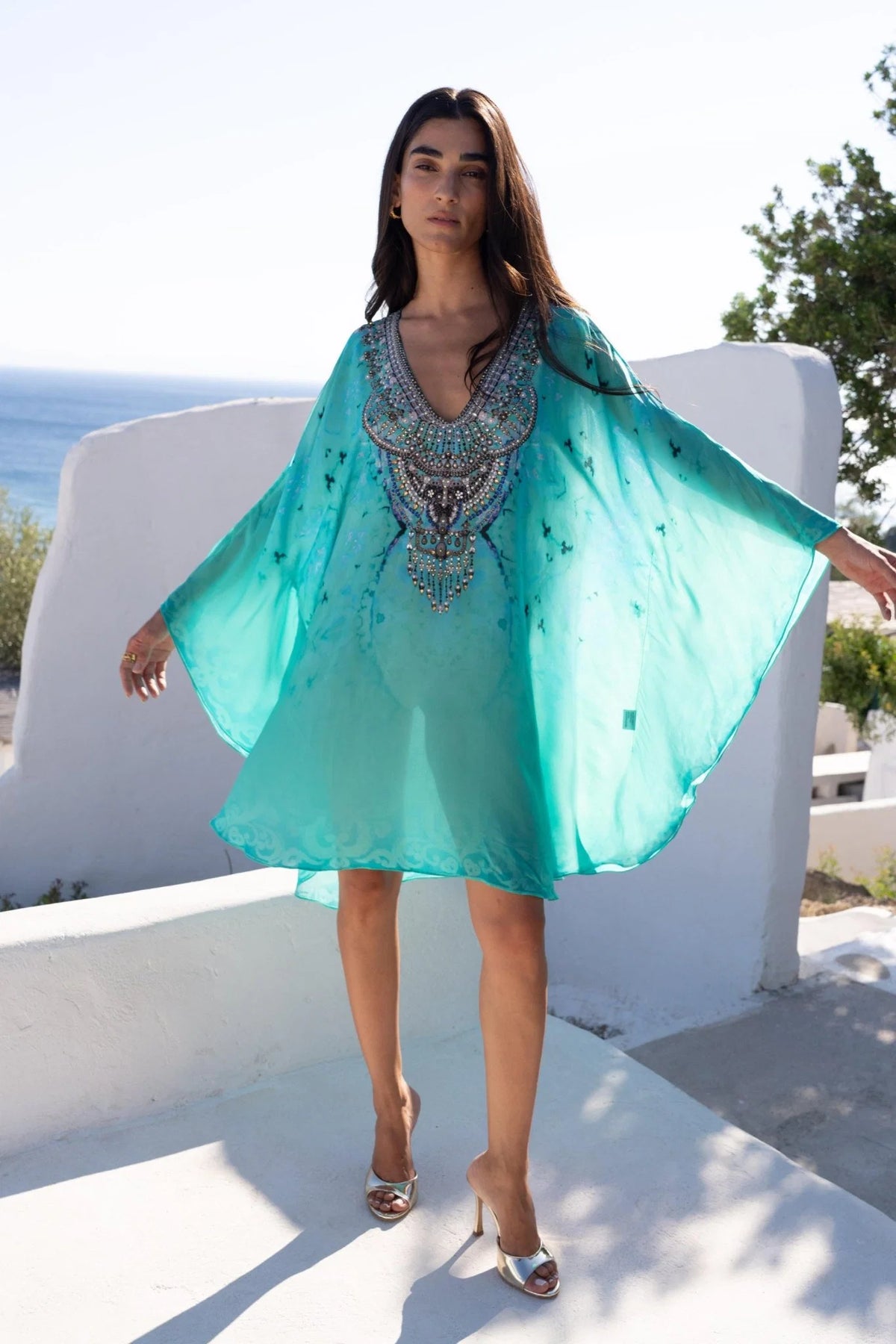 Santorini Skies Kaftan Dress