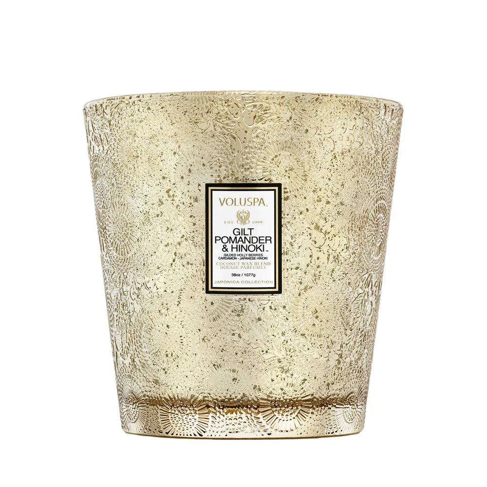 Voluspa - Gilt Pomander & Hinoki 3 Wick Hearth Candle